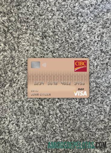 Cartão de débito Visa do Canadá CIBC Bank Photolook Front baixar para verificação